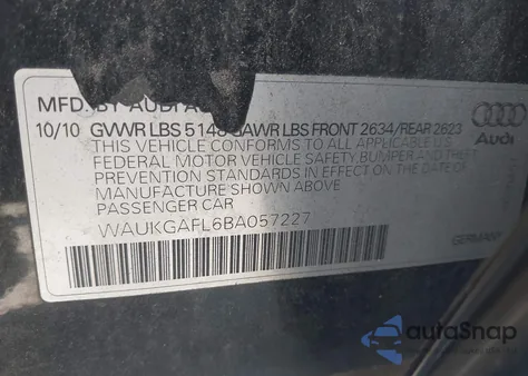 2011 Audi S4 3.0 Premium Plus z USA, uszkodzony, nr VIN WAUKGAFL6BA057227